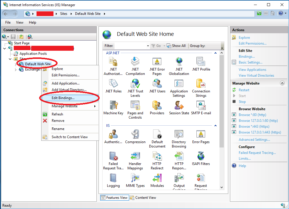 IIS Exchange Edit Bindings